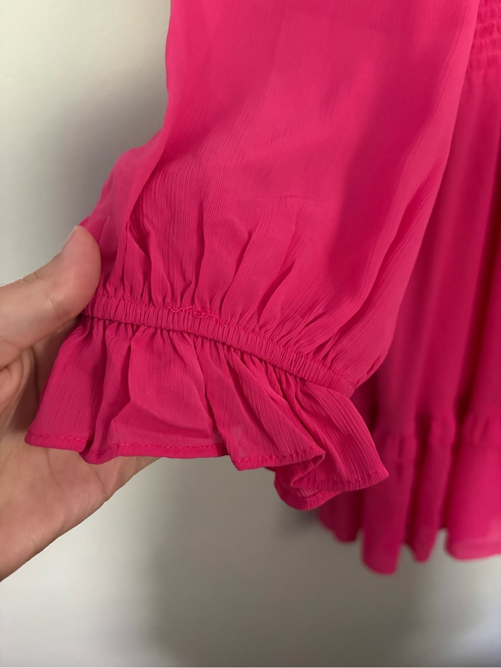 Hot Pink Bow Front Smocked Mini Dress Plus Size 2XL Long Sleeve Lined Barbiecore - Picture 9 of 11